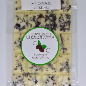white chocolate bar with cookie and cream